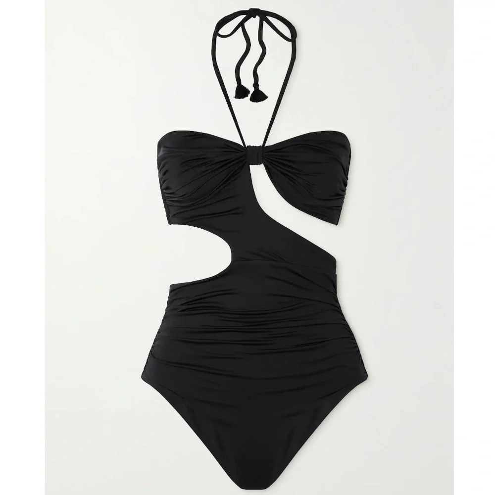 Johanna Ortiz Black Baboon Call Halter-neck Swimsuit Size XL New With Tags